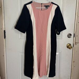 Jessica Howard black pink white short sleeved dress size 12